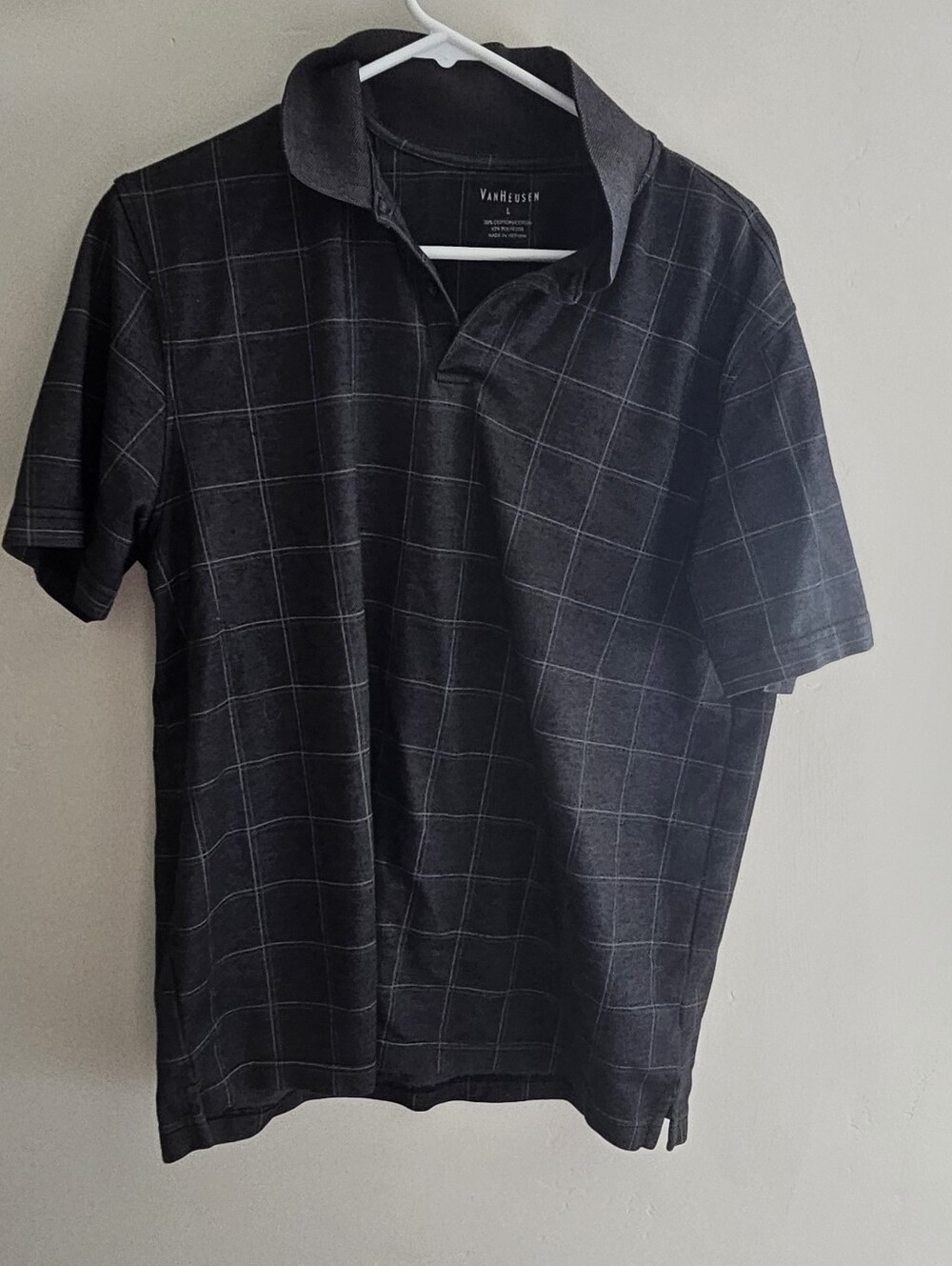 Van Heusen Black Windowpane Grid Polo